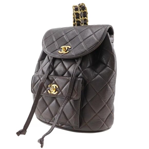 CHANEL Matelasse Backpack Daypack COCO Mark vintage Brown lambskin Women main image 7